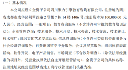 ST陽光通擬投資10萬設立全資子公司 發力教育咨詢與文化藝術交流